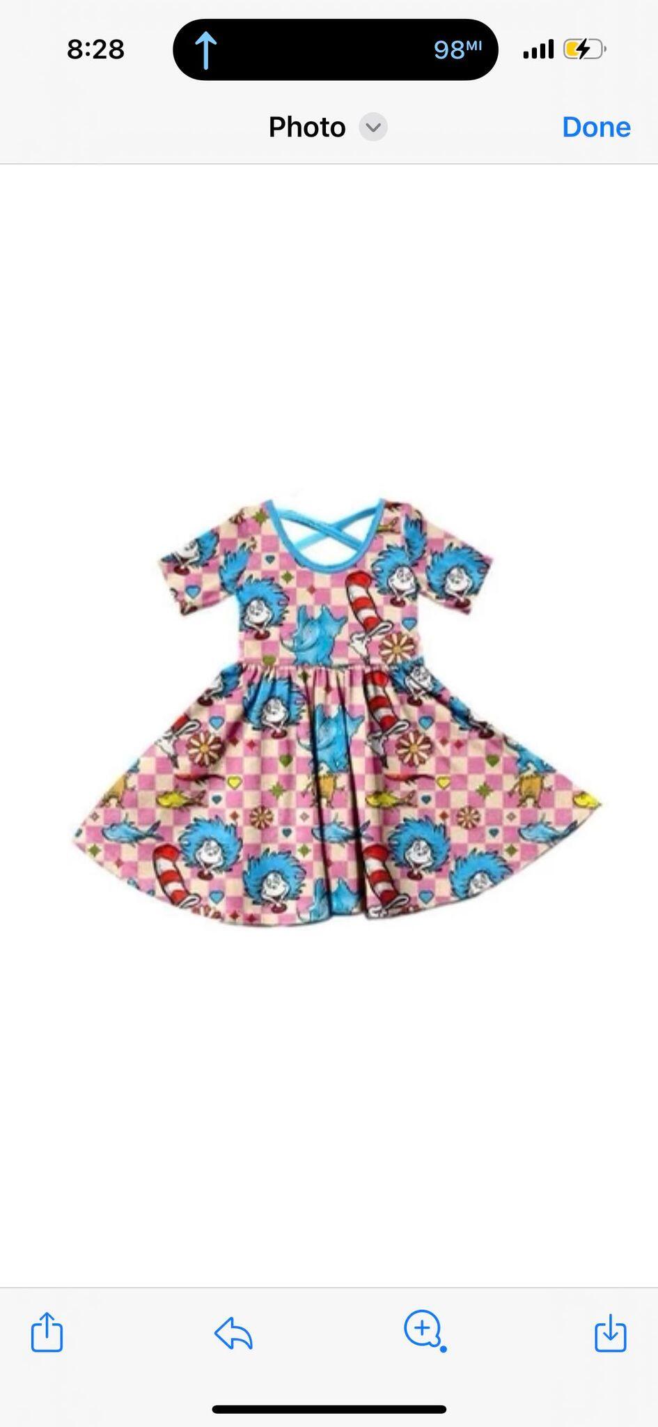 custom Girls short sleeve dress dr.seuss print moq 5