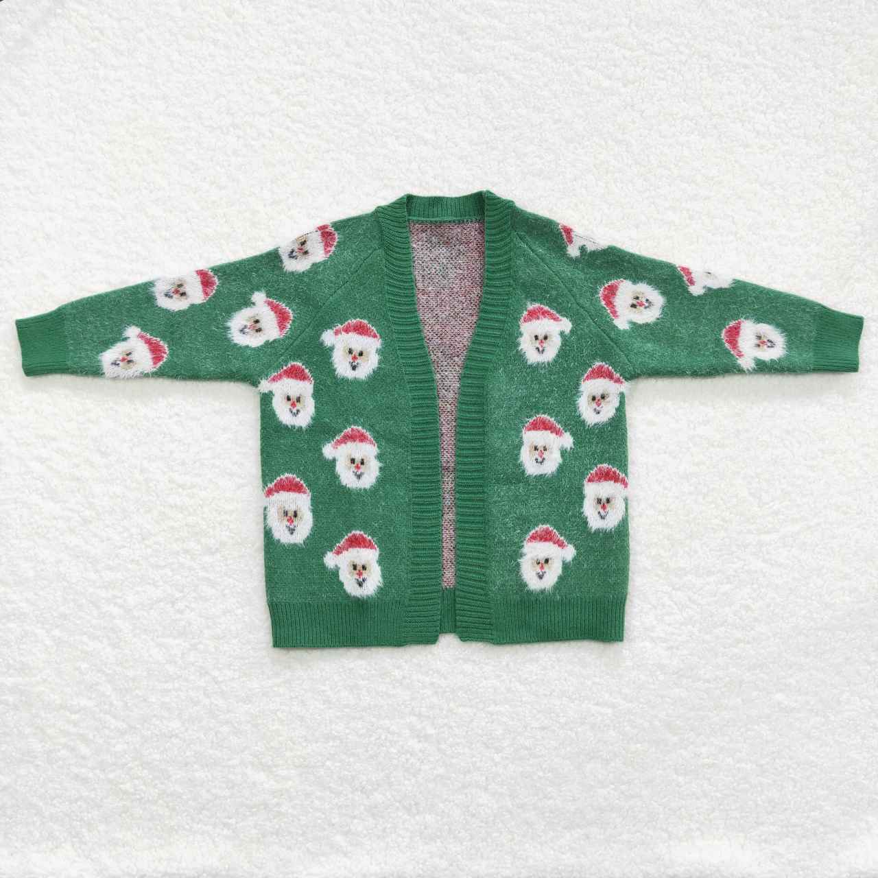 RTS NO MOQ(In Stock) GT0357 Santa green long sleeve sweater cardigan