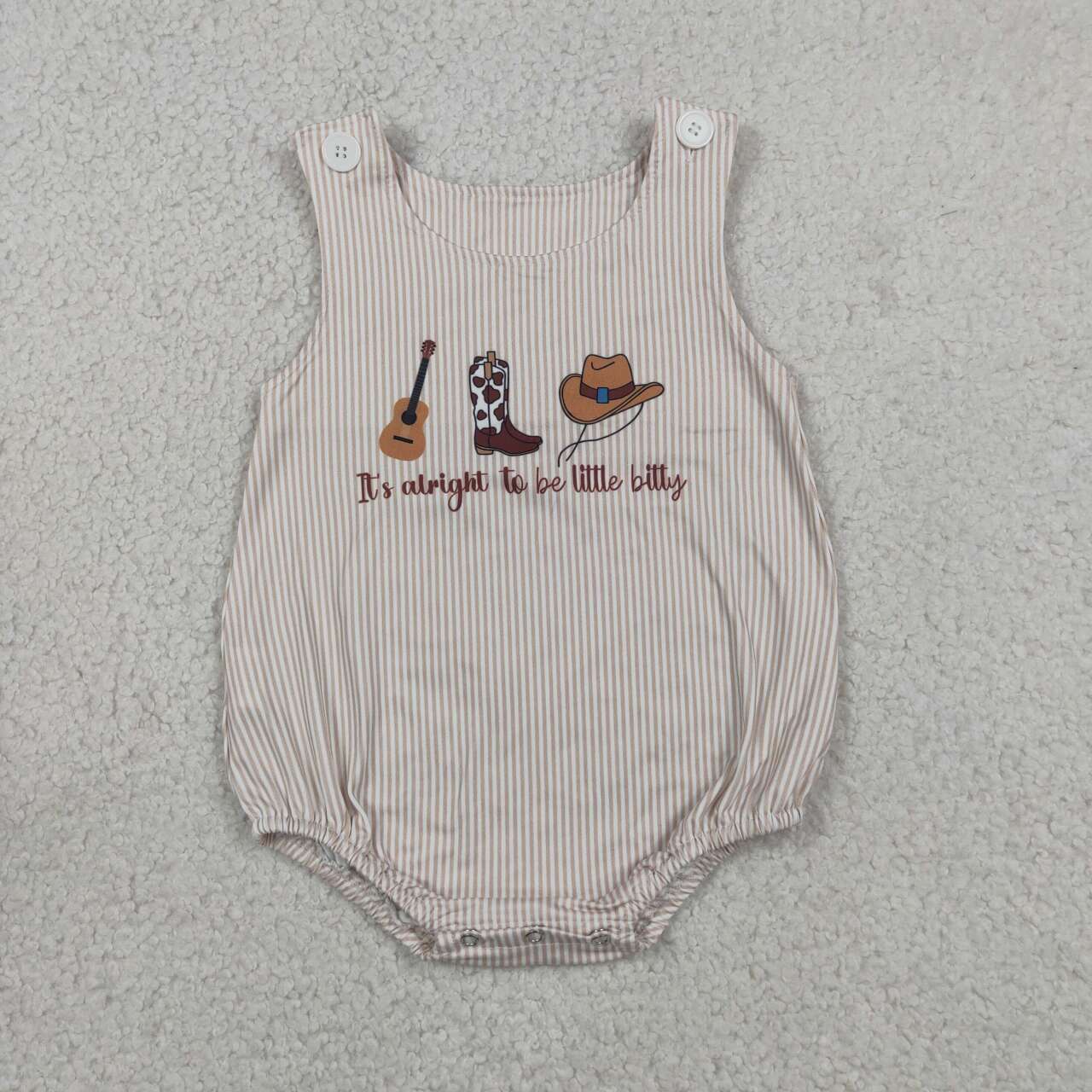RTS NO MOQ milk silk SR3335 Baby Boys Western Stripe Guitar Boot Hat Sleeveless Rompers