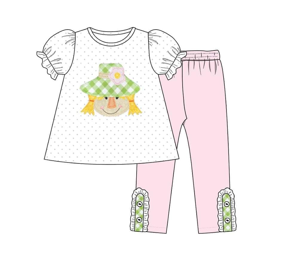 Custom moq 3 eta 6-8weeks Scarecrow Girl Short Sleeve Pants Set