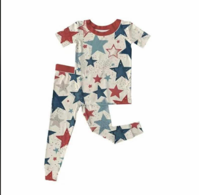 Five-Pointed Star Short Sleeve Pants Pajamas July 4th American Flag National Day
