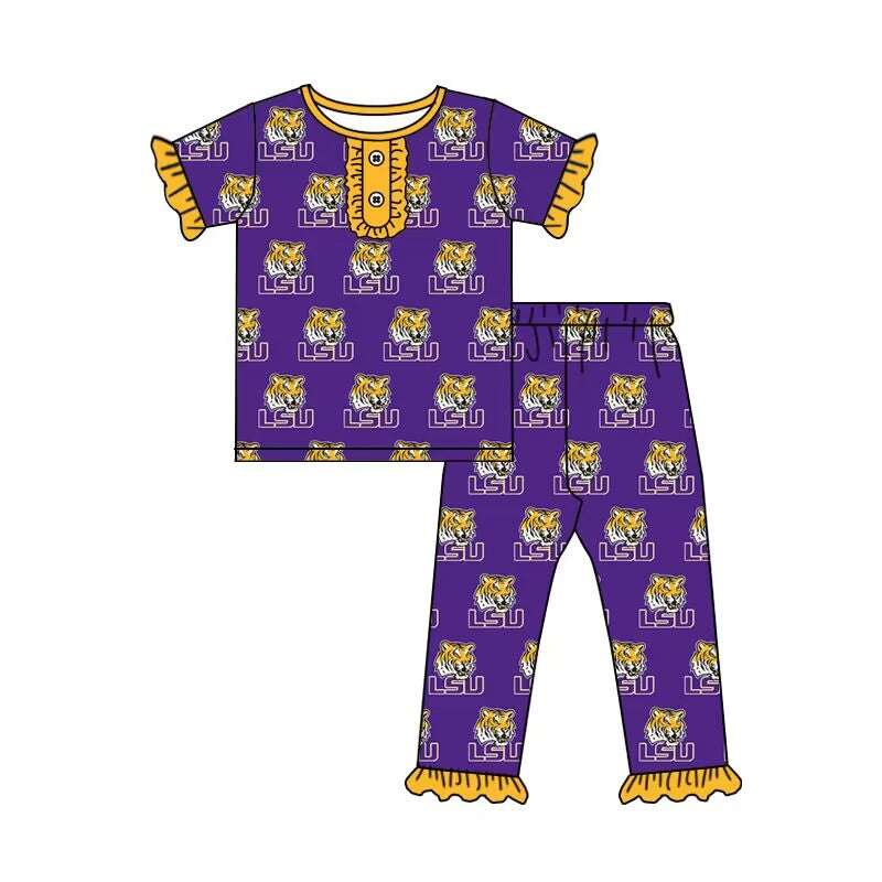 custom moq 3 eta 6-7weeks Purple girl short-sleeved trousers pajamas girl shuiy