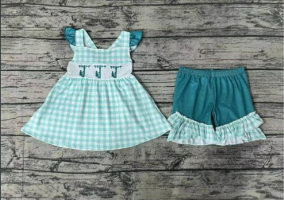 no moq Telegraph Pole Short Sleeve Shorts Girls Suit