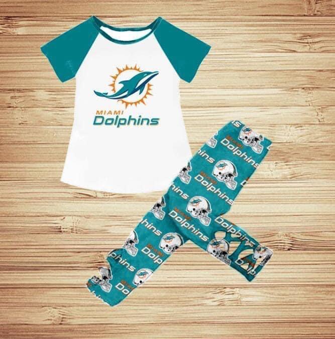 Girls short sleeve long pants dolphins moq5
