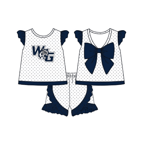 Deadline: May 10custom no moq eta 5-6week wg summer navy color girls sets