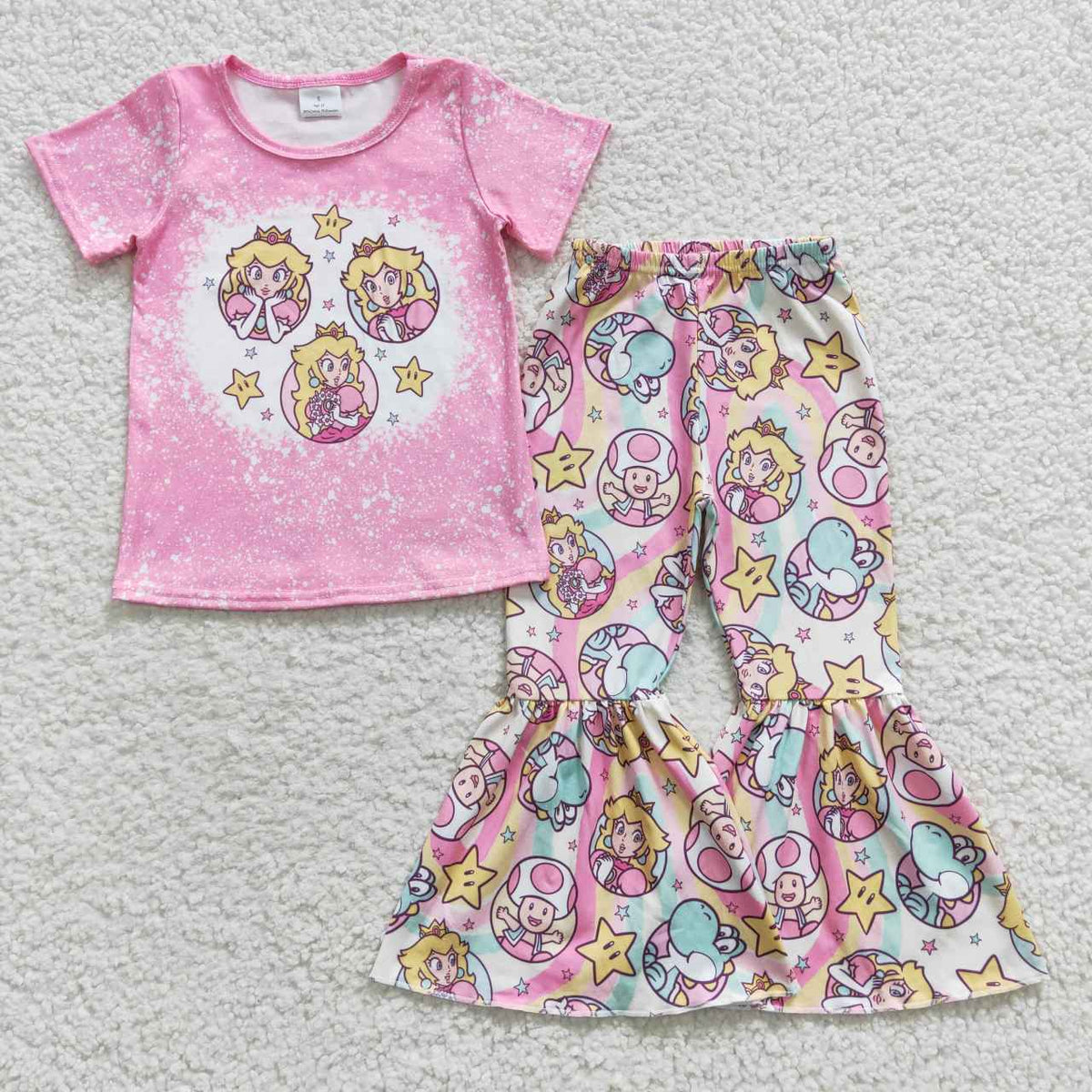 GSPO0651 Cute Clothes girls star dinosaur pink short-sleeved trousers suit