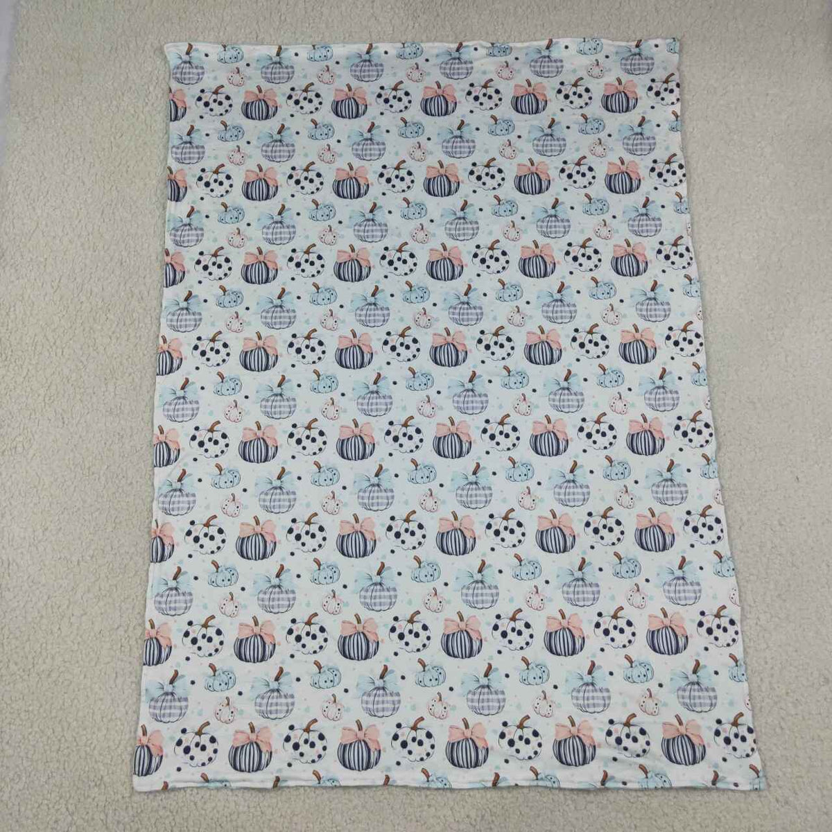 NEW RTS NO MOQ Blankets BL0253 Baby Polka Dots Bows Pumpkins Fall Print Blankets