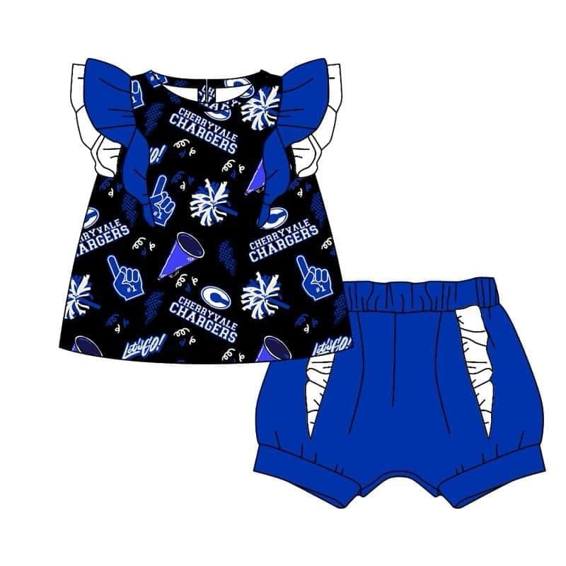 custom moq 5 eta 6-7weeks Summer blue short-sleeved shorts suit