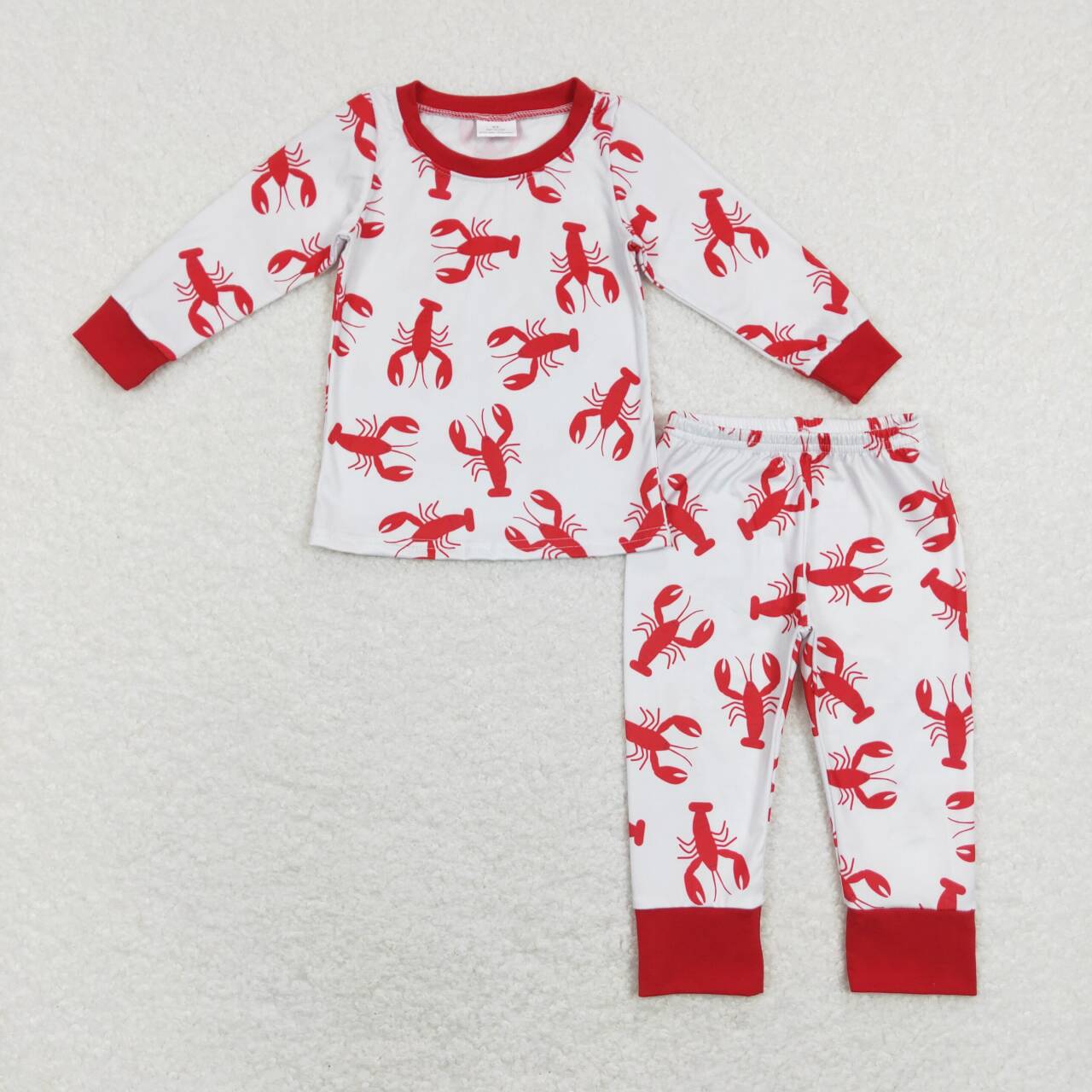 RTS NO MOQ(In Stock ) BLP0441 Red crayfish long sleeve trousers suit
