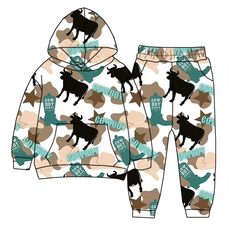Custom moq 3 eta 6-8weeks Boys long sleeve trousers western cowboys