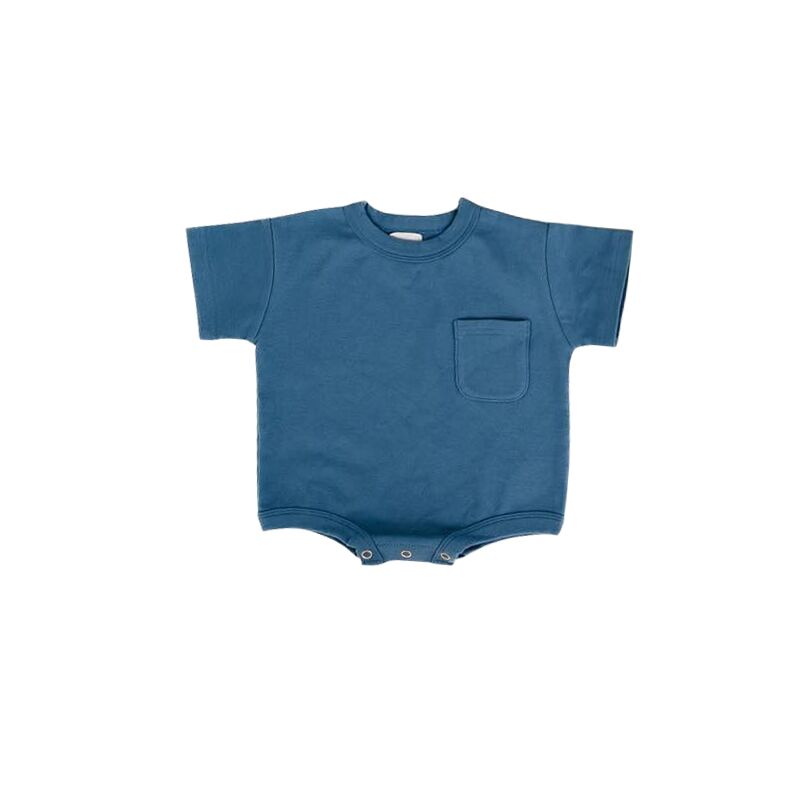 Girls blue short-sleeved romper moq 5