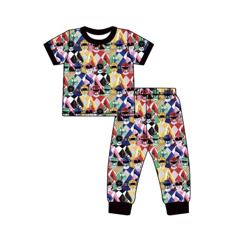 custom moq 5 eta 5-6weeks Boys Pajamas Long Sleeve Long Pants Set Super Soldier