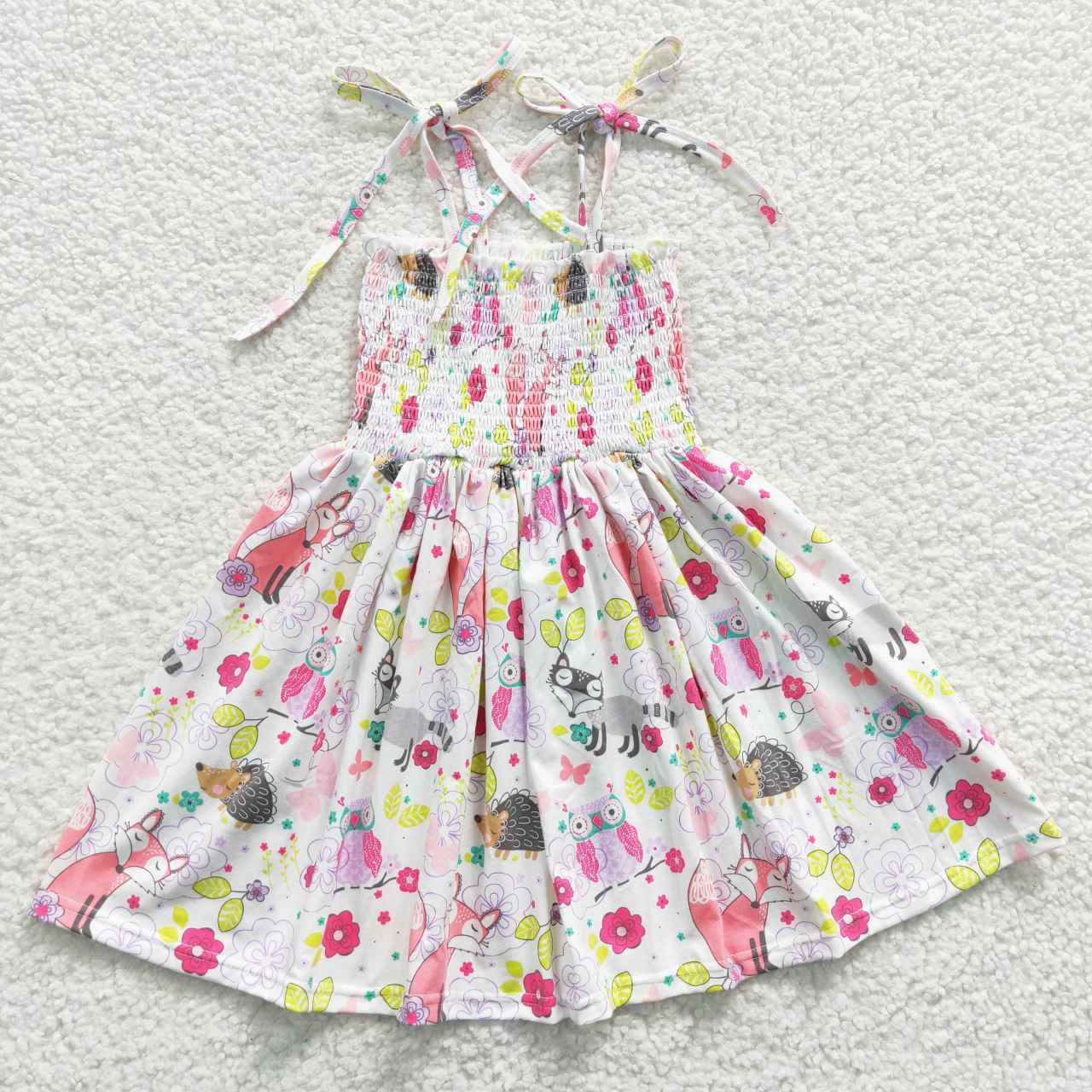 RTS NO MOQ GSD0352 Animal Fox Owl Elastic Dress