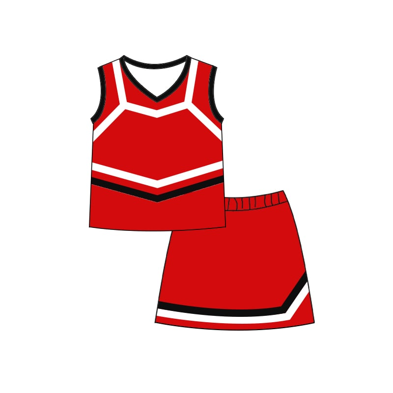 Custom moq 5 each style eta 6-7weeks baby girl clothes team red sleeveless skirts sets-25.7.22