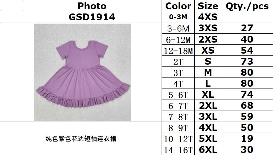 RTS NO MOQ ETA 5/7days Arrived GSD1914 Pure purple lace short-sleeved dress