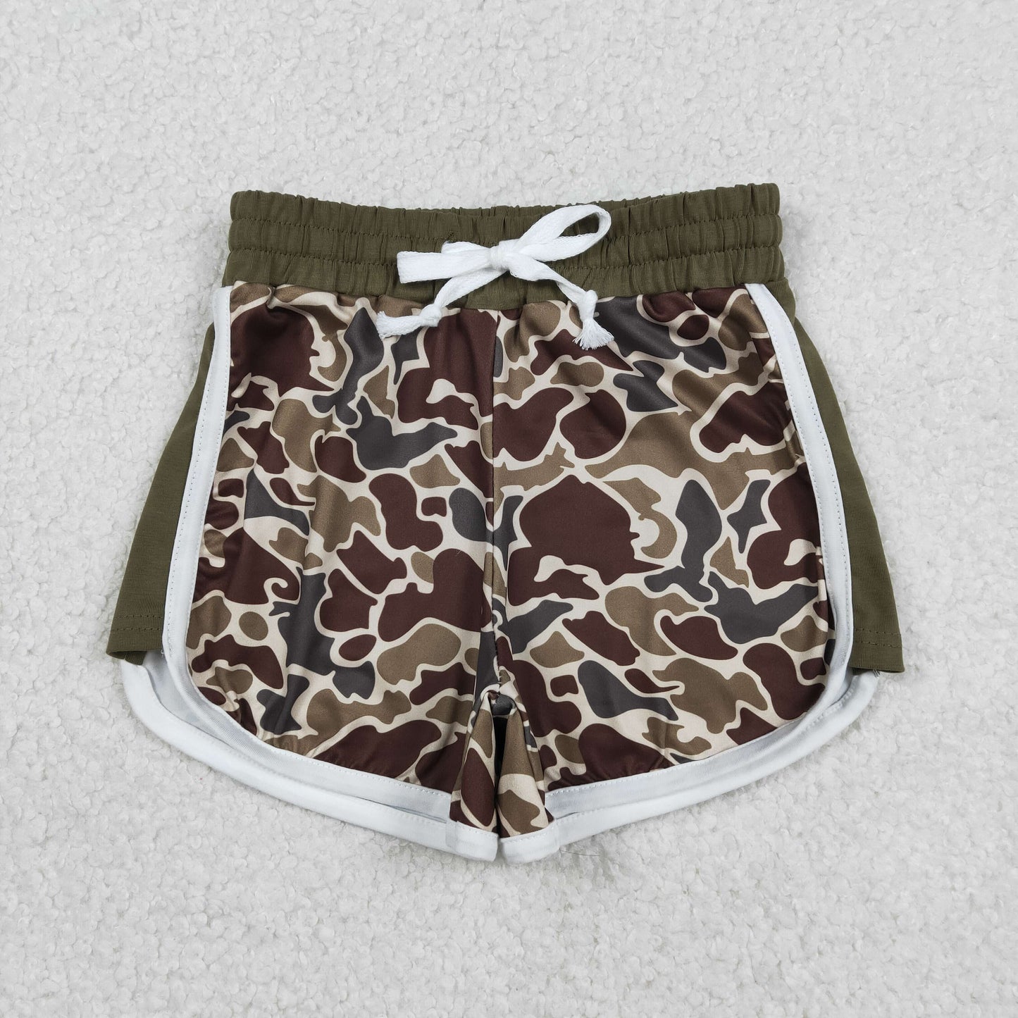 RTS NO MOQ(In Stock) Brown-Green Camouflage Lace-up Shorts