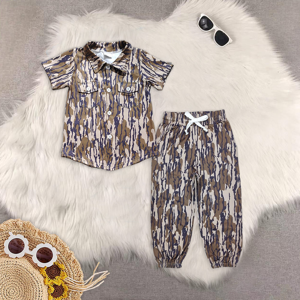 RTS NO MOQ baby boy clothes camouflage short sleeve pants Sets