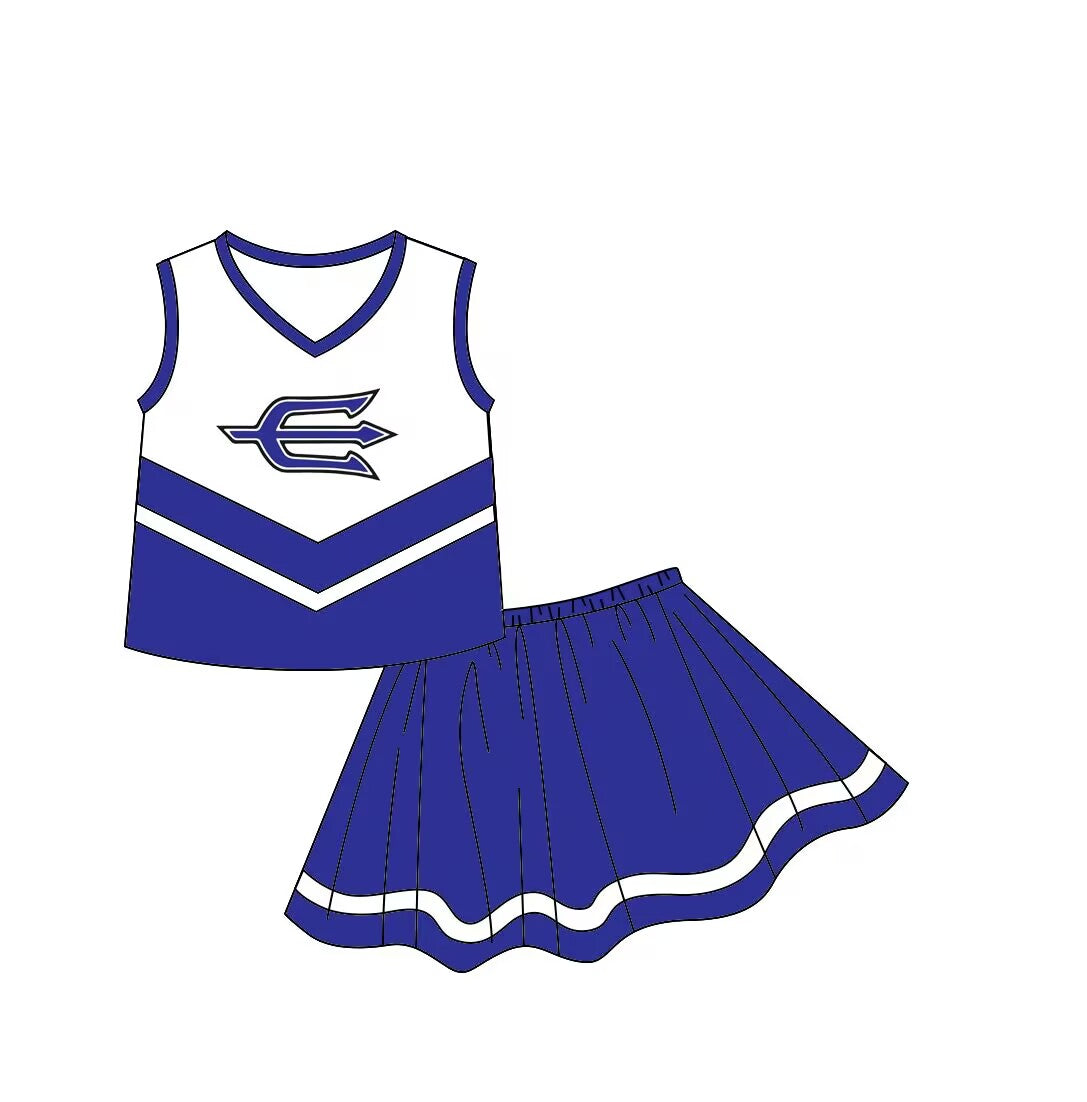 Custom moq 3 eat about 6-8 weeks blue Sleeveless Top-Short Skirt Set