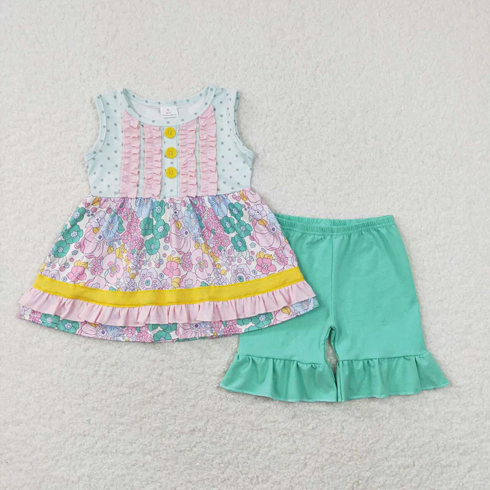 RTS Boys and girls floral Short Sleeve Shorts sets