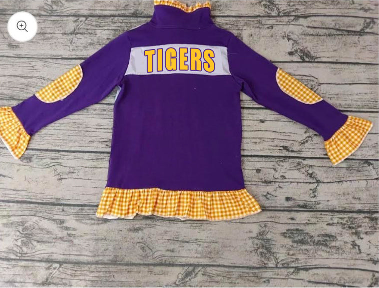 custom moq 5 mix size JH01 PURPLE COLOR COTTON Purple and gold pullover