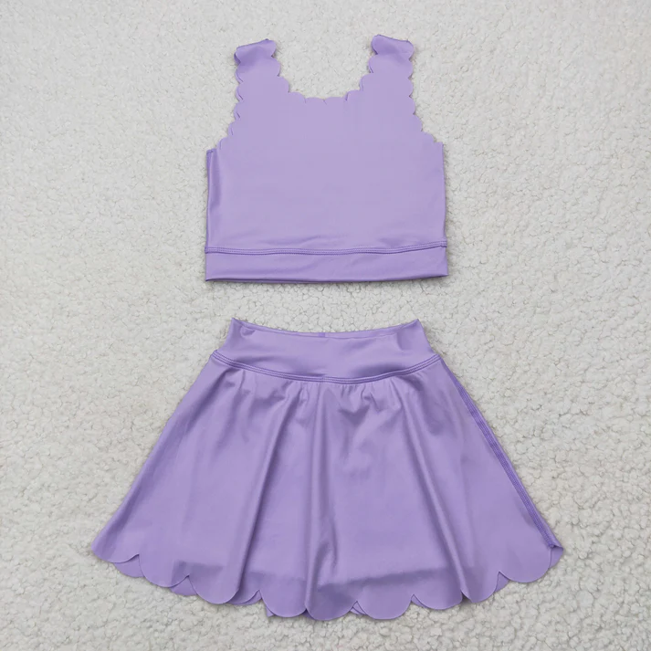 RTS NO MOQ Sibling baby Girls clothes yoga short sleeve Clothes skirts Sets
