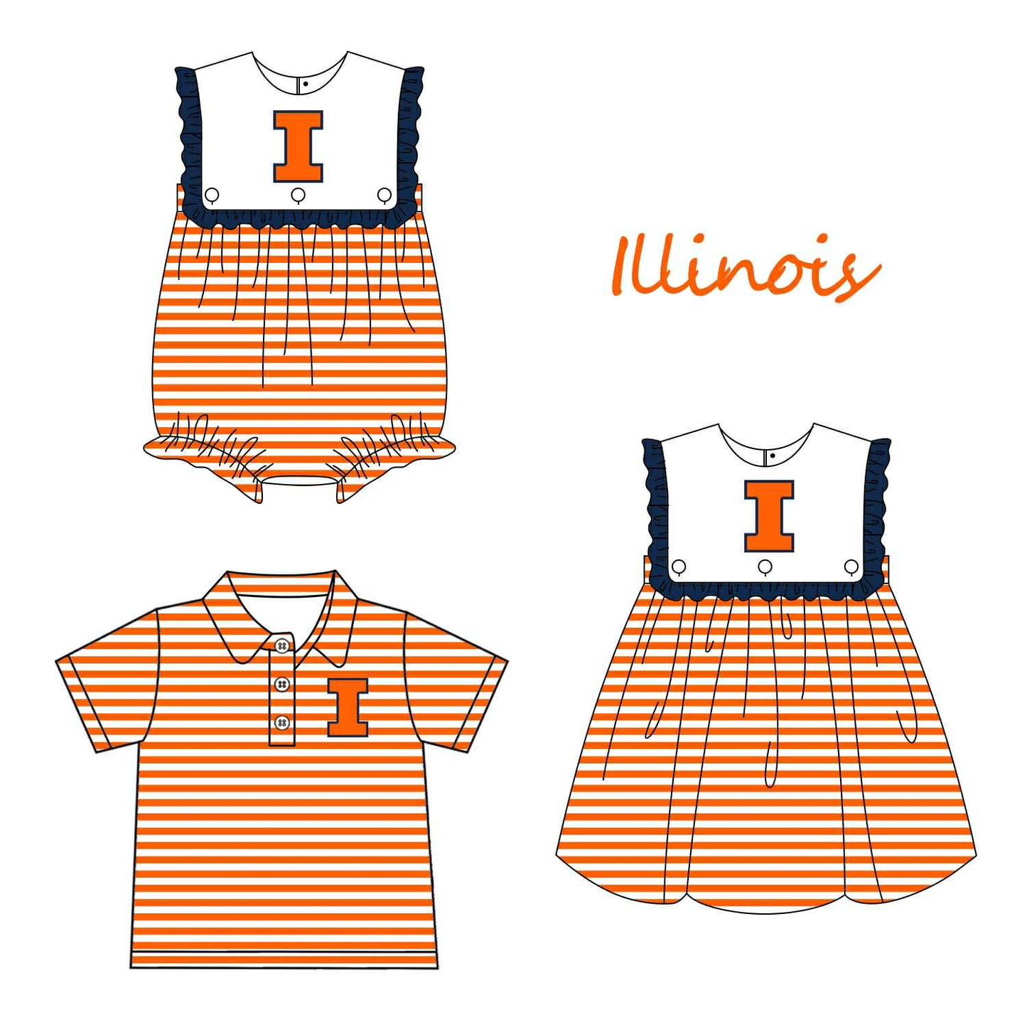 Custom moq 5 mix size milk silk baby kids clothes Summer letters orange stripes top and dress and romper-25.7.19
