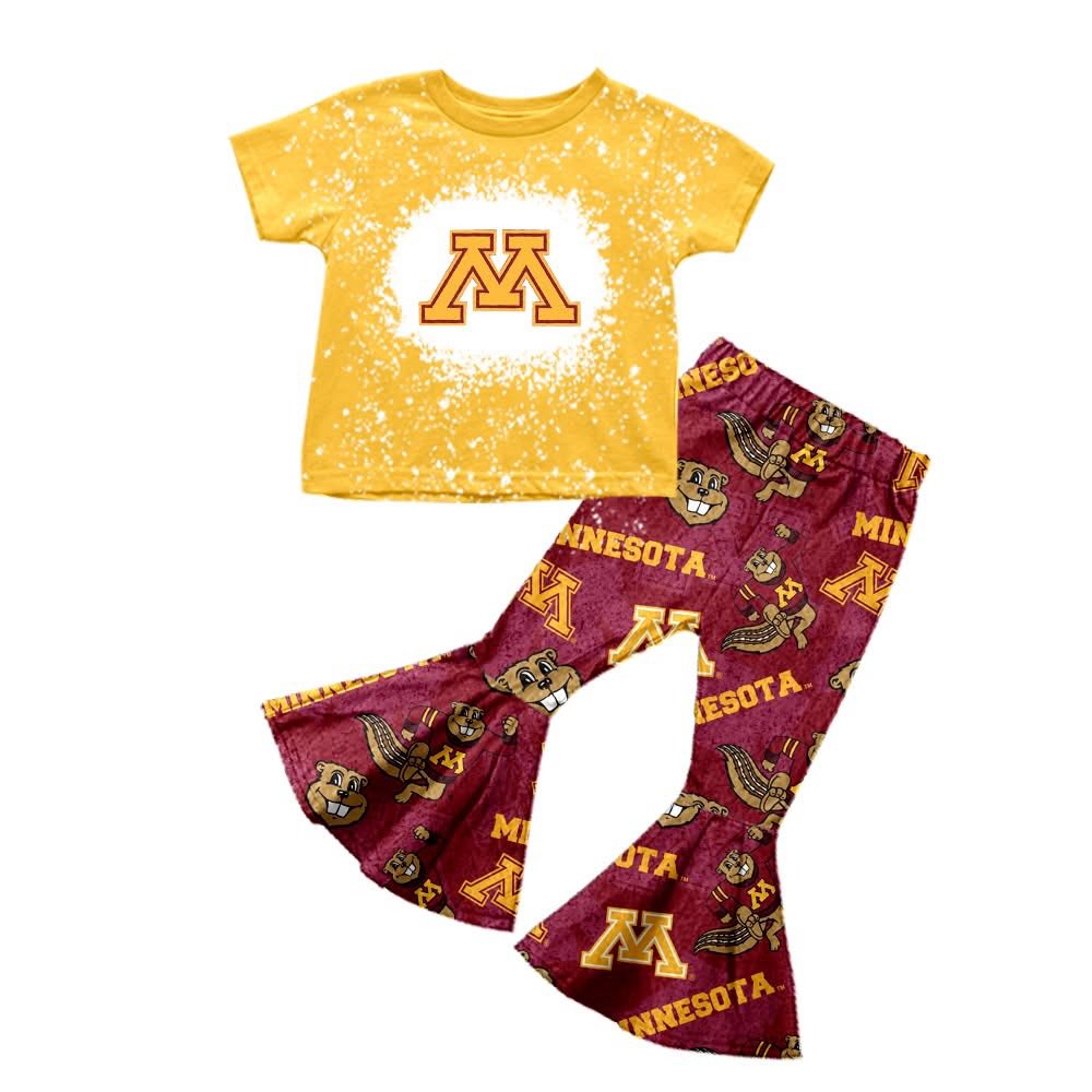 Custom moq 5 mix size milk silk eta 6-8weeks summer team yellow red baby girls clothes team short sleeve pants sets-25.7.15