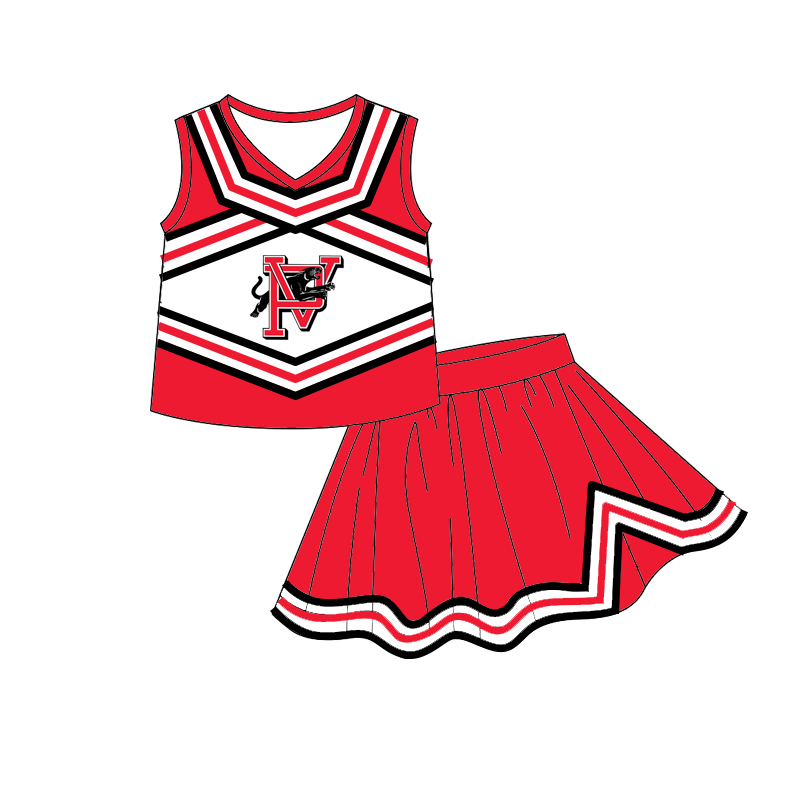 Custom moq 5 mix size milk silk eta 6-8weeks summer teams red baby girls clothes team sleeveless skirts shorts sets-25.7.19