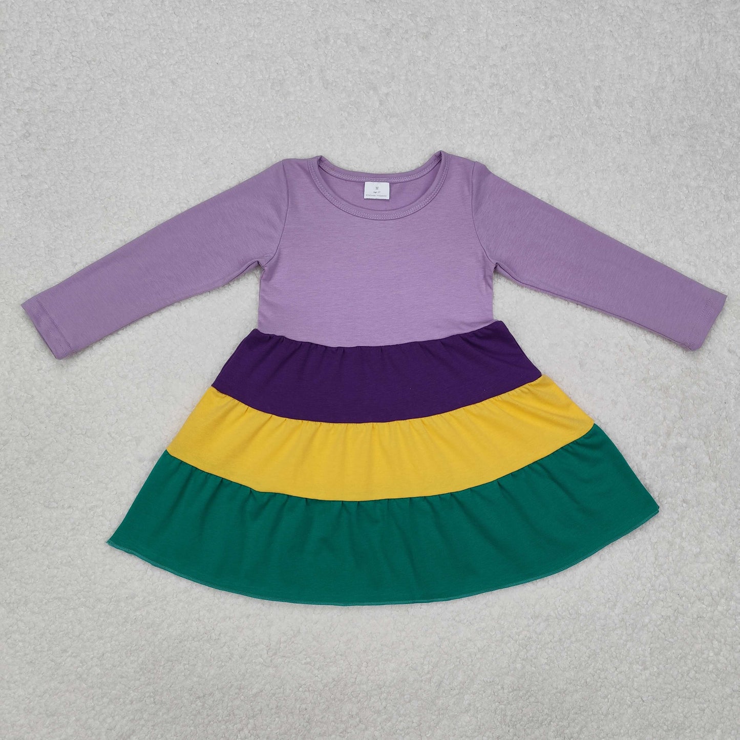 RTS NO MOQ(In Stock) Carnival yellow green purple long sleeve dress