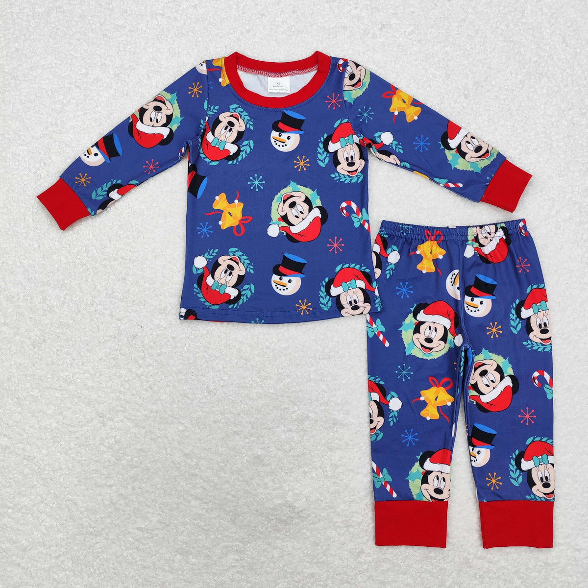 RTS NO MOQ(In Stock) BLP0689 Christmas navy blue long-sleeved trousers pajamas set