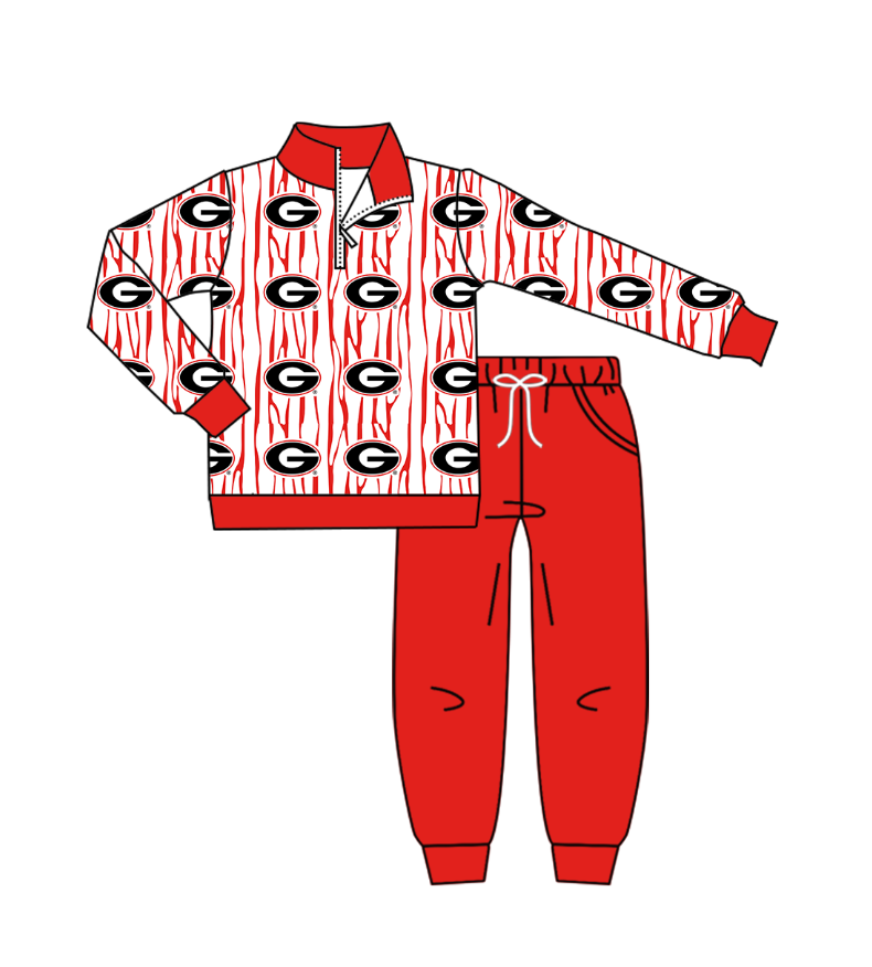 Custom moq 5 mix size milk silk summer teams baby girl boys clothes red long sleeve pants sets 2-25.10.30