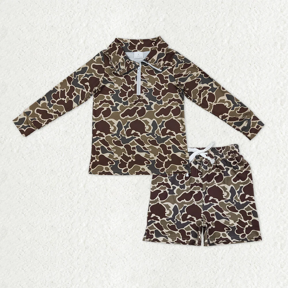 RTS NO MOQ(In Stock) BT1649+SS0735 baby girl clothes camouflage long-Sleeve shorts sets