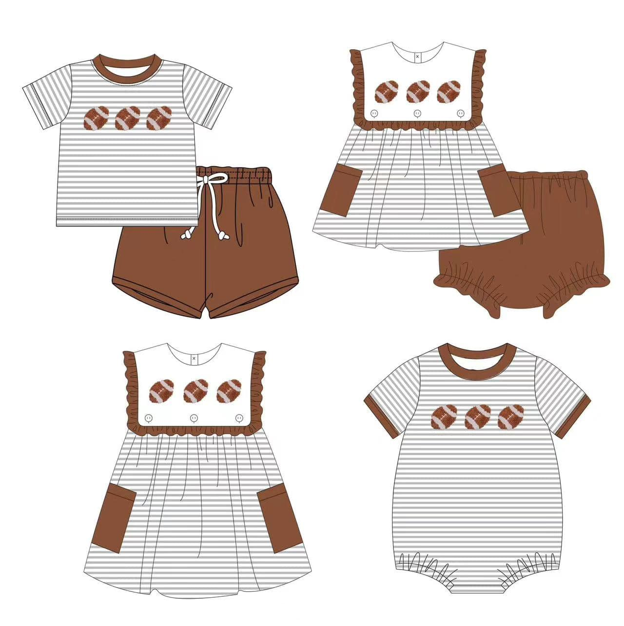 Custom summer baby girls clothes rugby short sleeve shorts sets briefs sets romper dress