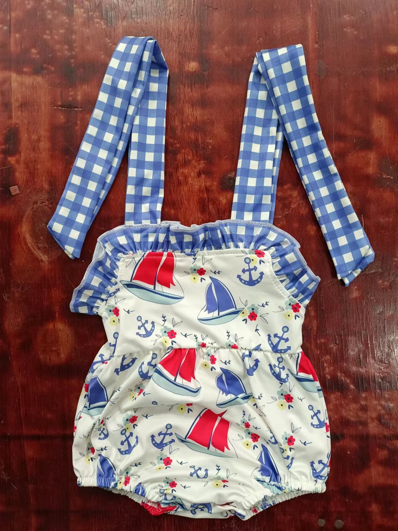 custom summer sailboat romper