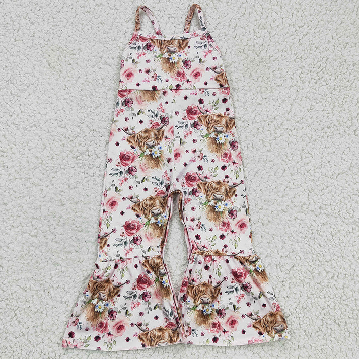 RTS NO MOQ Baby Boys and Girls alpine cow pattern suspender Jumpsuit