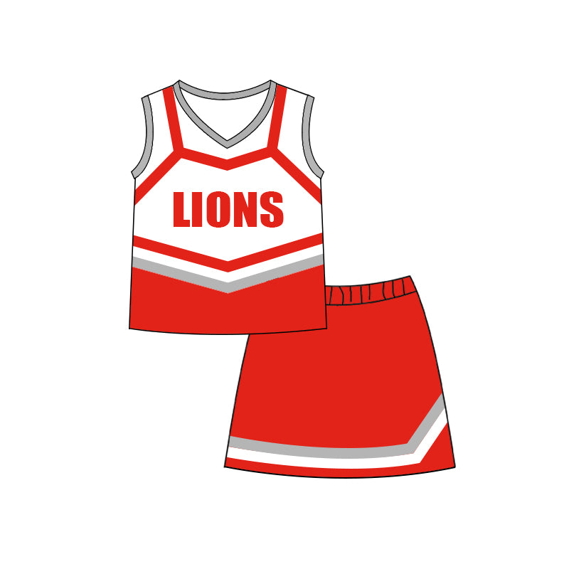 Custom moq 5 each style eta 6-7weeks baby girl clothes team red white sleeveless skirts sets-25.7.22
