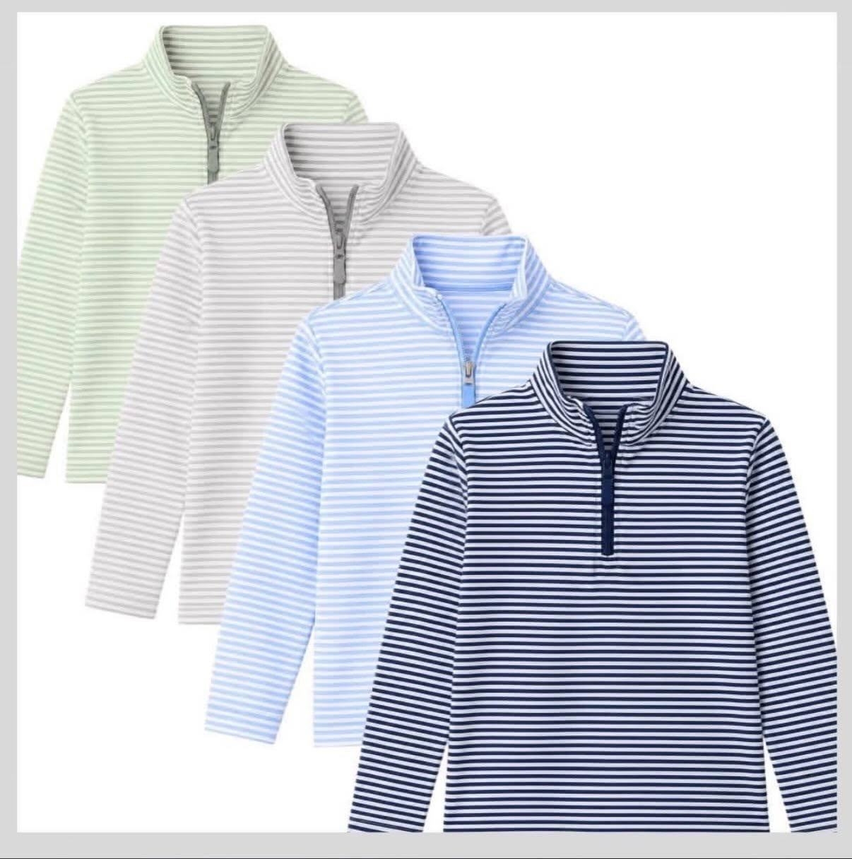 (Preorder new) No moq Baby Boys Striped Zip Up Long Sleeve Daily Top