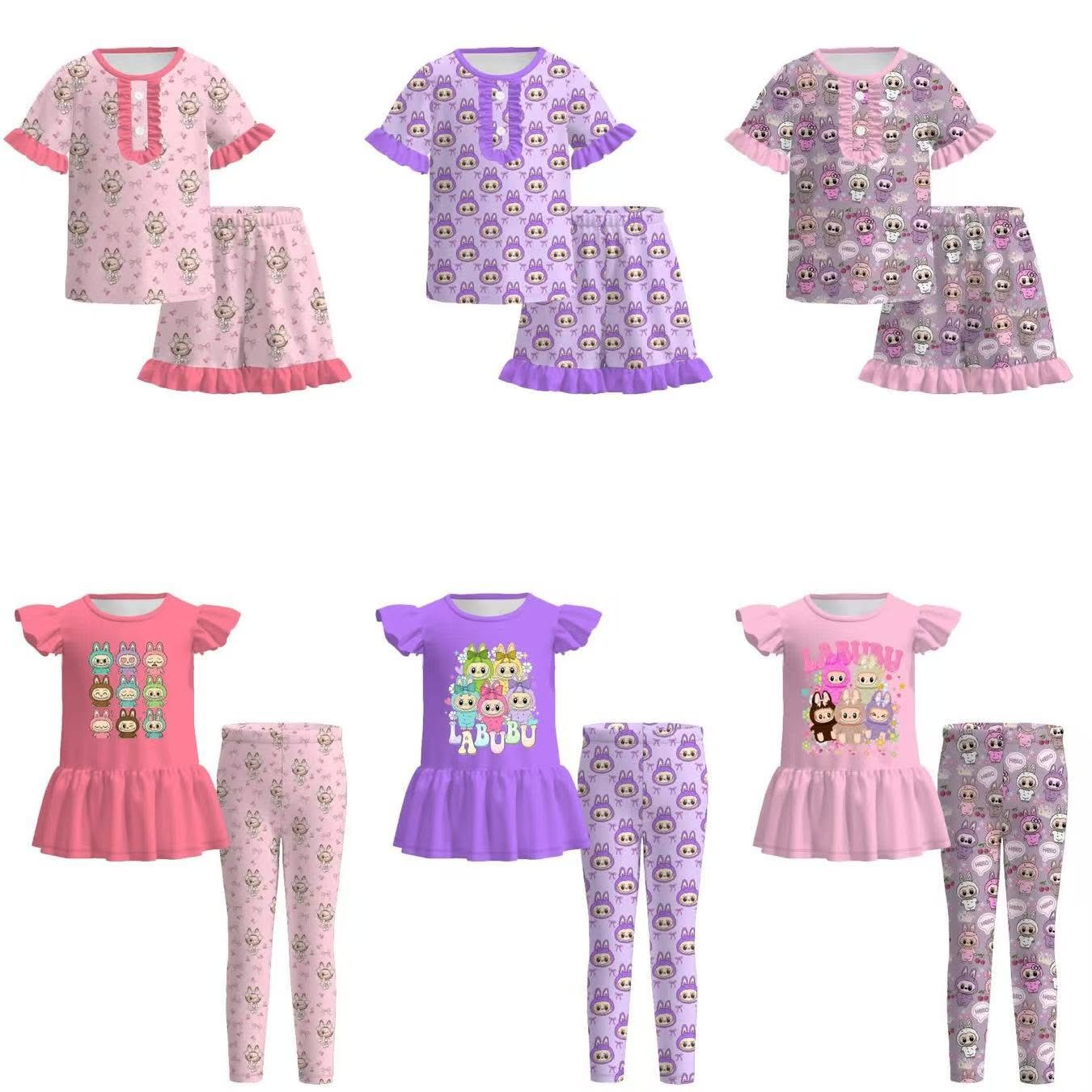 Custom moq 5 each style eta 6-7weeks baby girl clothes short sleeve shorts suits and pants sets