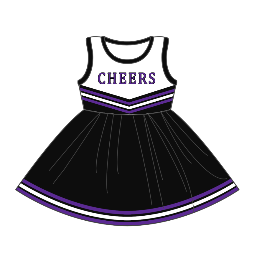 Custom moq 5 each style eta 6-7weeks baby girl clothes team black sleeveless dress-25.8.2