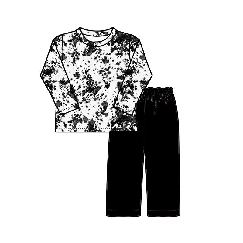 Custom moq 5 each style eta 6-7weeks baby girl clothes black long sleeve pants sets -25.8.1