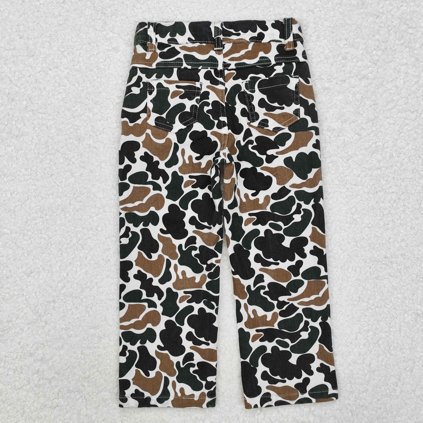 RTS NO MOQ(In Stock ) Boys brown green camouflage beige denim trousers
