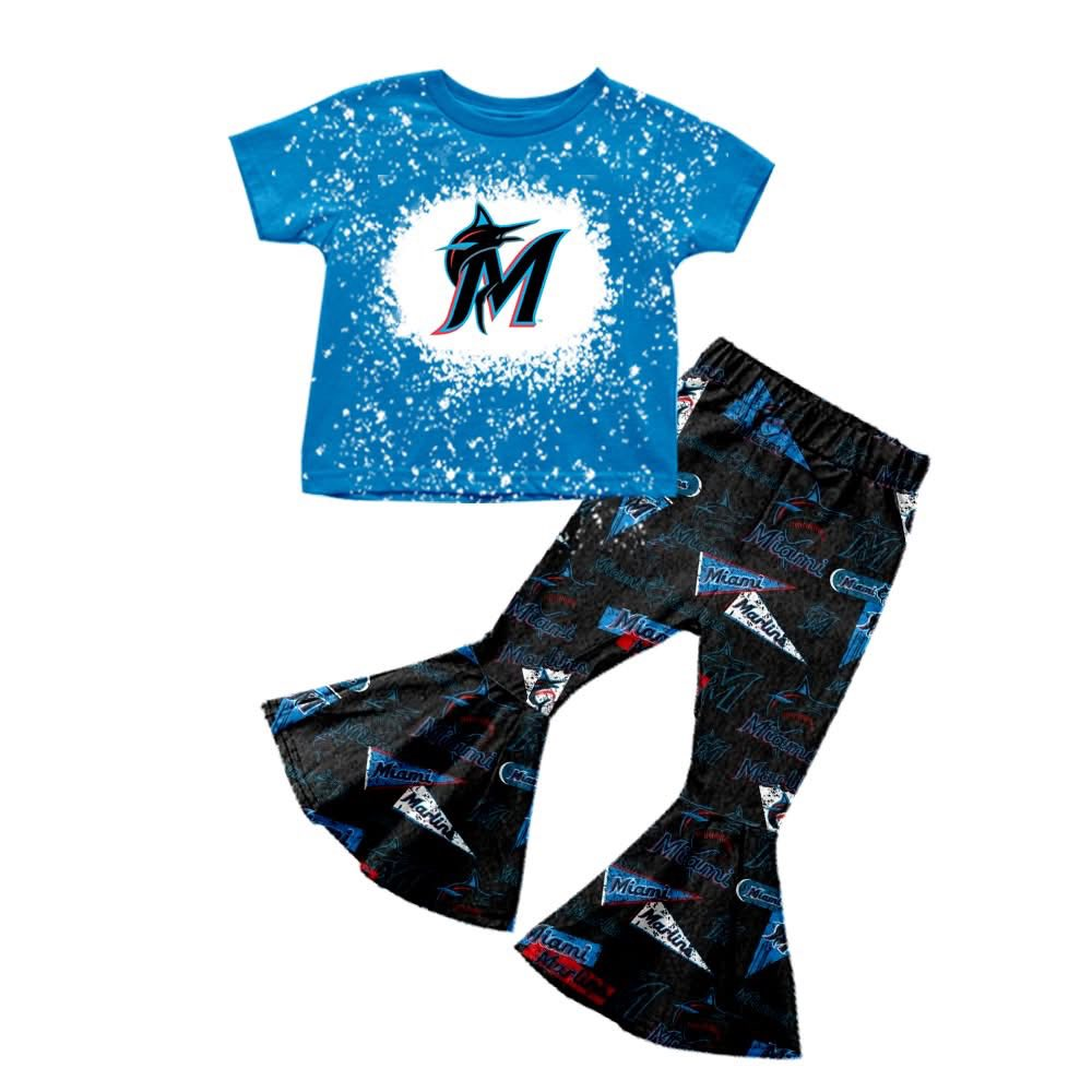Custom moq 5 mix size milk silk eta 6-8weeks summer team blue baby girls clothes team short sleeve pants sets-25.7.15