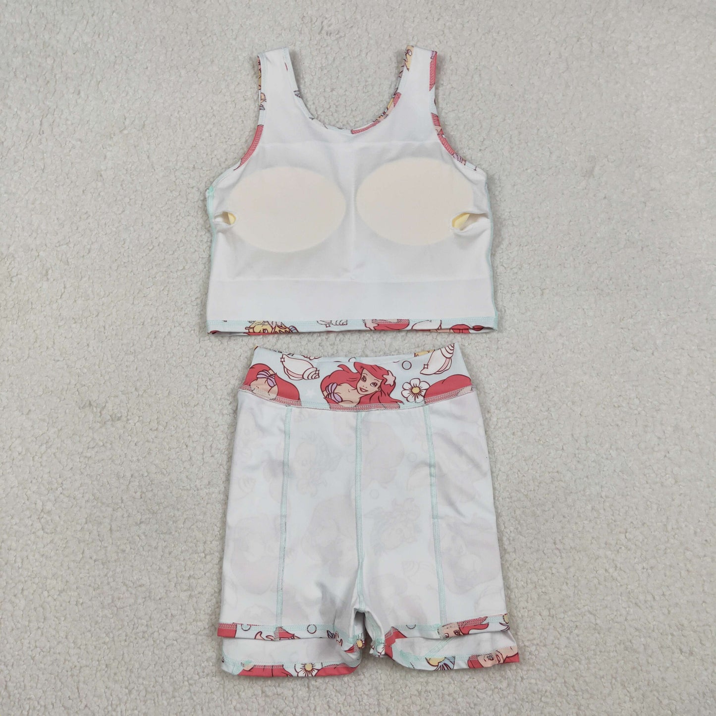 RTS NO MOQ(In Stock) Mermaid Princess Fish Blue Vest Skirt Yoga Set