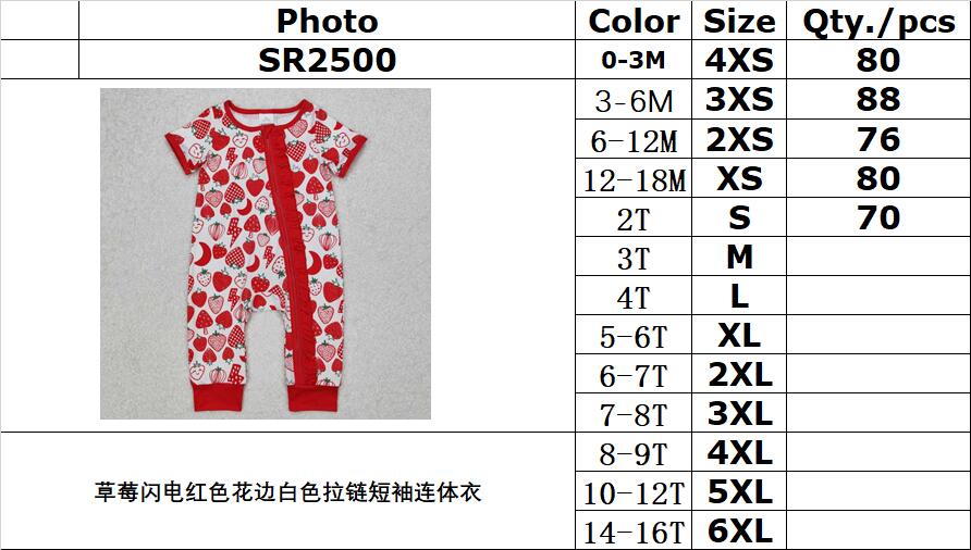 RTS NO MOQ ETA 5/7days arrived SR2500 strawberry lightning red lace white zipper short-sleeved jumpsuit