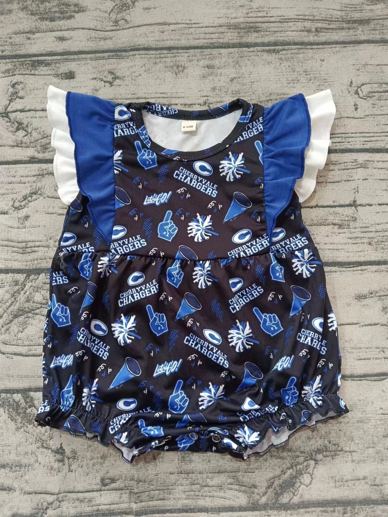 Custom moq 3 eta 6-7weeks Blue Fireworks-Hand Gesture-Letter Pattern Flying Sleeve Short Climbing Dress