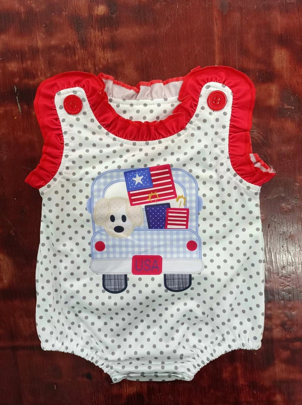 custom moq 5 eta 5weeks mix size baby girls clothes national day flag vest dsummer Romper