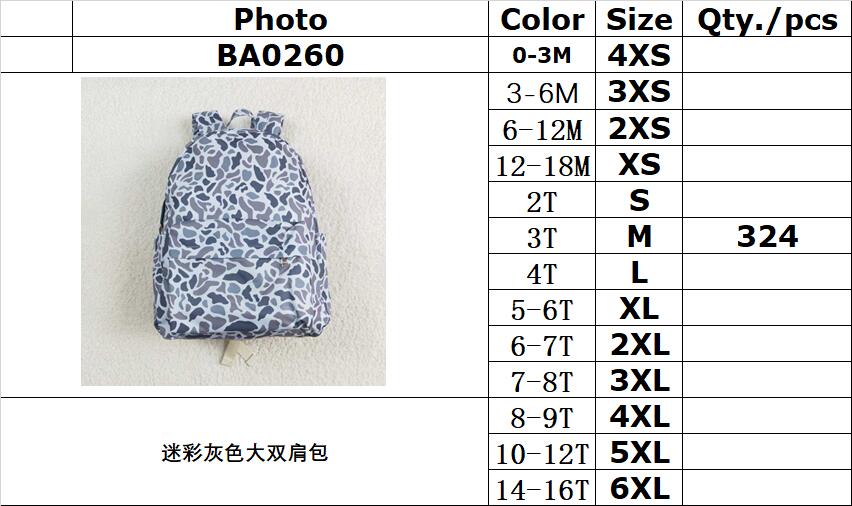 RTS NO MOQ BA0260 Camouflage gray backpack