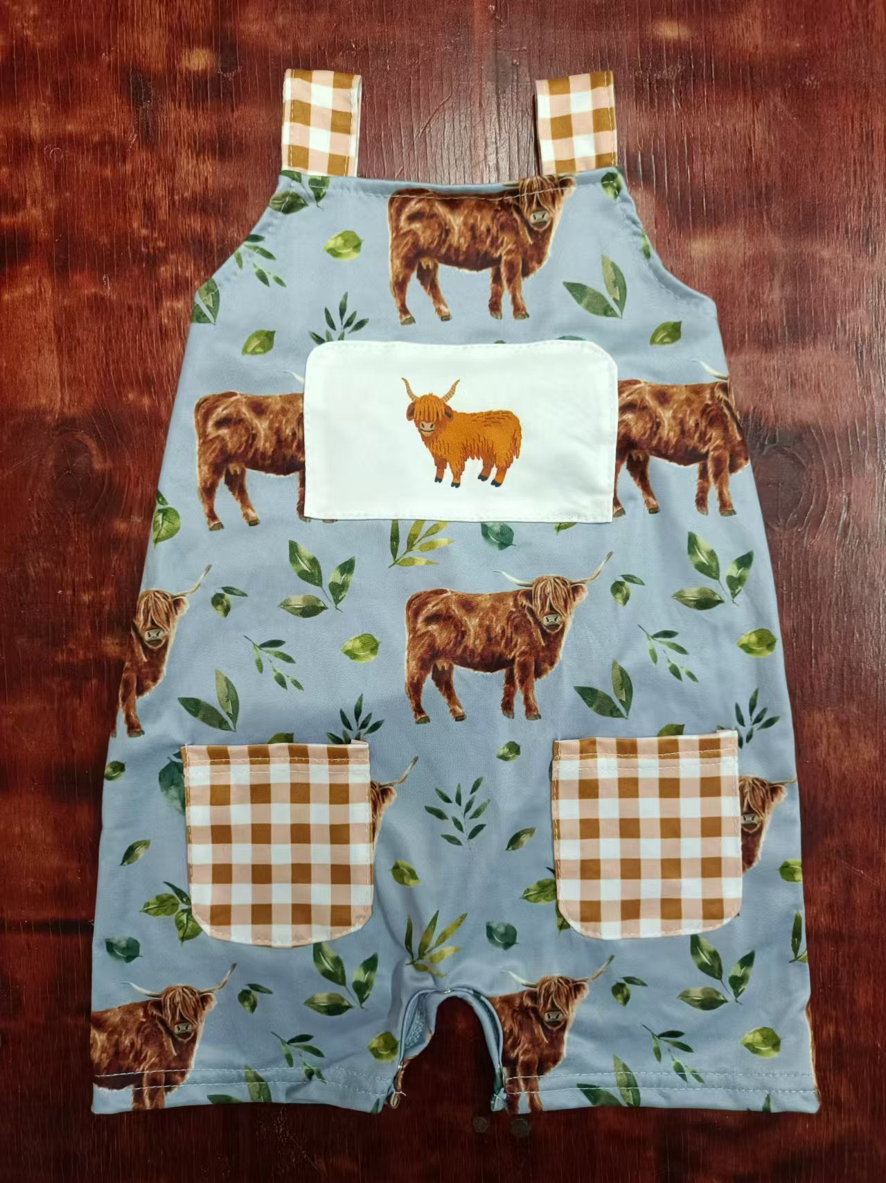 Custom moq 3 eta 6-7weeks Yak-Leaf Plaid Pocket Blue Suspenders Climbing Suit