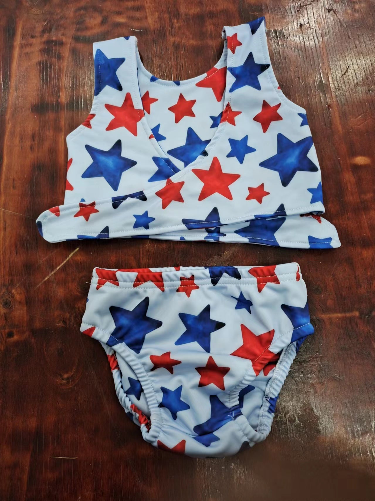 custom moq 5 eta 5weeks mix size summer stars swimsuit set, swimsuit fabric