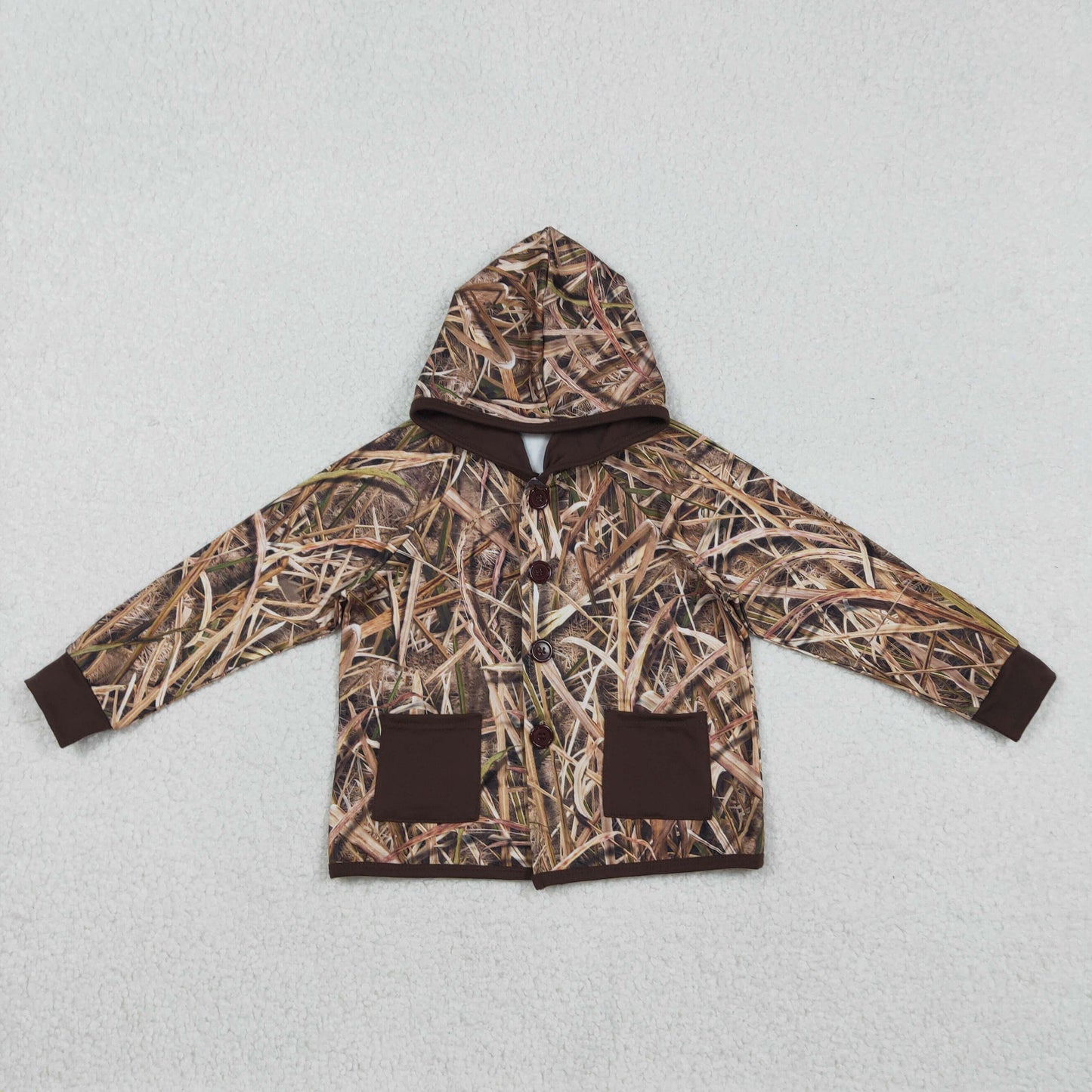 RTS NO MOQ(In Stock) Pocket Hunting Dead Leaf Grass Hooded Jacket Long-Sleeve Top